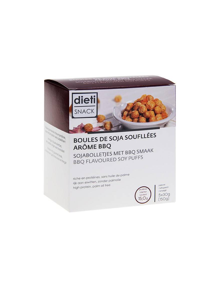 Boules de soja soufflé BBQ Dietisnack