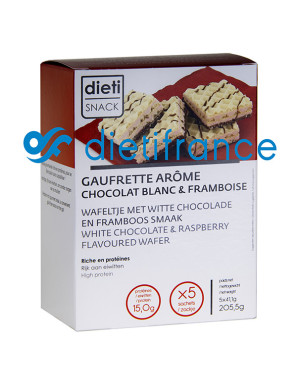 Gaufrette chocolat blanc framboise riche en protéines