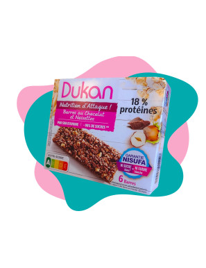 Dukan barre au chocolat et noisettes riche en protéines