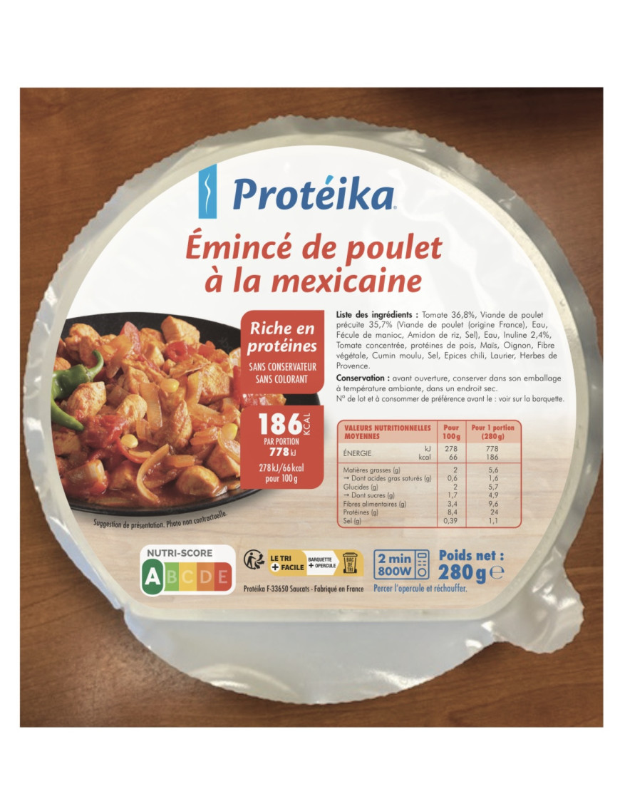 Protéika plat minceur poulet à la mexicaine riche en protéines