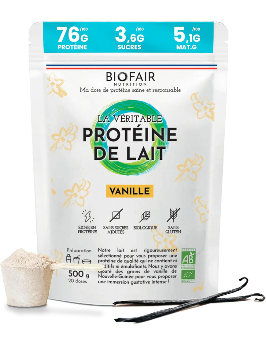 Biofair protéine de lait Bio en poudre arôme vanille